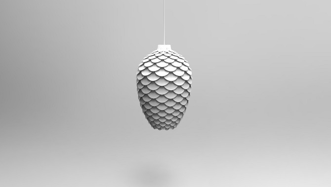 Pinecone Design Deckenlampe in Weiß (Rendering)